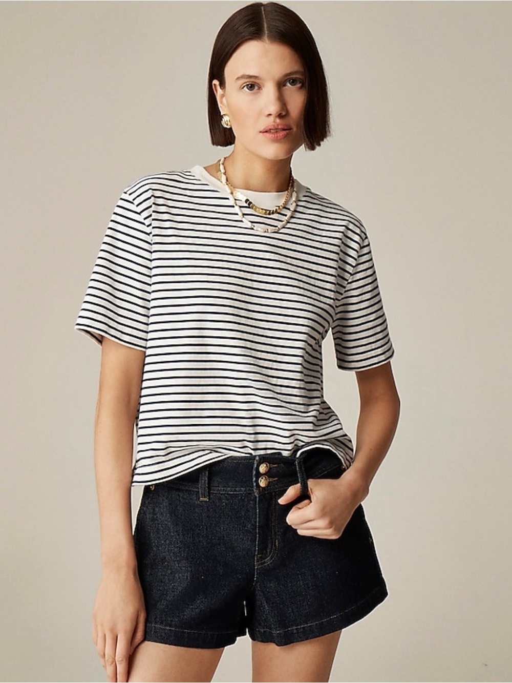 J. Crew Striped Black and White Women's Sweater L